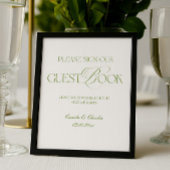 Modern White and Green Wedding Guestbook Poster ポスター