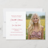 Modern White and Red Photo Graduation  招待状 (裏面)