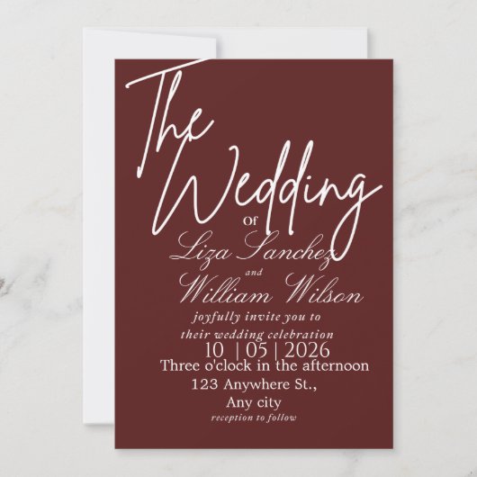 Modern White and red Simple Wedding 招待状 (正面)