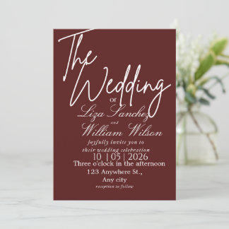 Modern White and red Simple Wedding  招待状