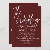 Modern White and red Simple Wedding 招待状 (正面/裏面)