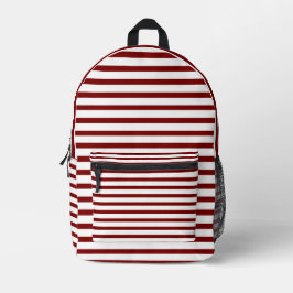 Modern White Backpack with Deep Red Line Art  プリントバックパック