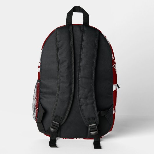 Modern White Backpack with Deep Red Paint Splatter プリントバックパック (裏面)