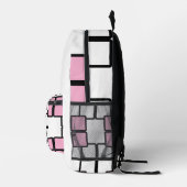 Modern White Backpack with Light Pink & Black  プリントバックパック (右)