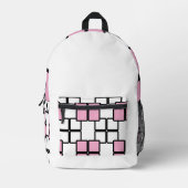 Modern White Backpack with Light Pink & Black  プリントバックパック (正面)