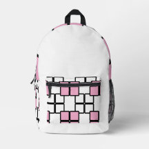 Modern White Backpack with Light Pink & Black 