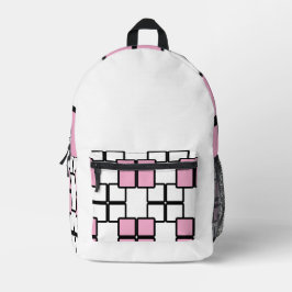 Modern White Backpack with Light Pink & Black  プリントバックパック