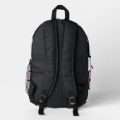 Modern White Backpack with Light Pink & Black  プリントバックパック (裏面)
