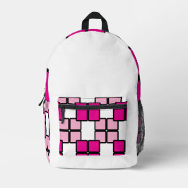 Modern White Backpack with Pink & Purple  プリントバックパック