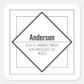 Modern White & Black Geometric Return Address  スクエアシール (正面)