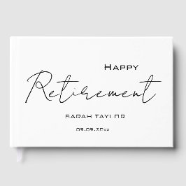 Modern White Black Happy Retirement Personalized  ゲストブック