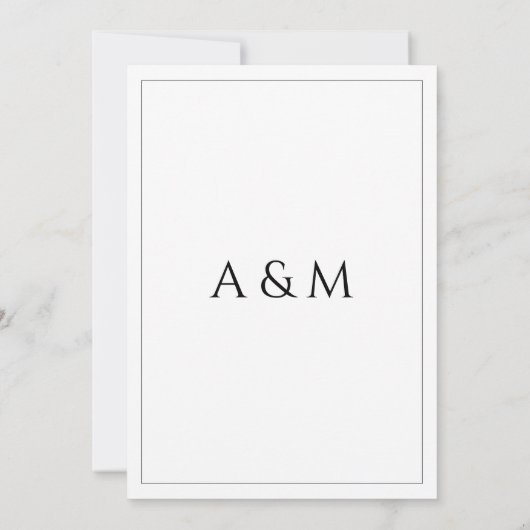 Modern white black minimalist wedding 招待状 (裏面)