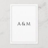 Modern white black minimalist wedding details エンクロージャーカード (裏面)