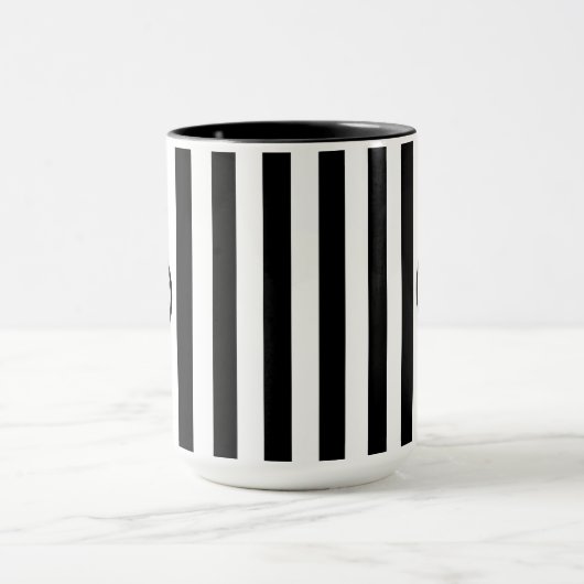 Modern White Black Stripe Custom Image マグカップ (中央)