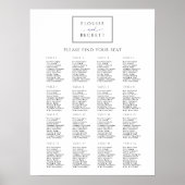 Modern White Black Wedding Seating Chart Poster ポスター (正面)