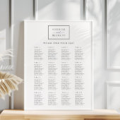 Modern White Black Wedding Seating Chart Poster ポスター