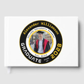 Modern White Black Yellow Graduation Photo ゲストブック (正面)