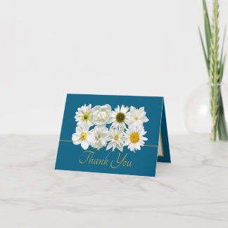 Modern White Botanical Flowers Elegant Thank You カード