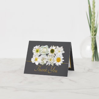 Modern White Botanical Flowers Elegant Thank You カード