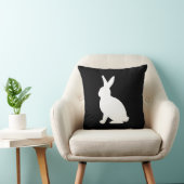 Modern White Bunny Silhouette On Black Easter クッション (椅子)