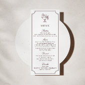 Modern White Burgundy Double Frame wedding  Menu 招待状
