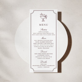 Modern White Burgundy Double Frame wedding  Menu 招待状