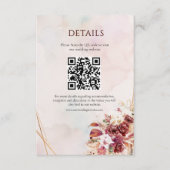 Modern White Burgundy Flowers QR Code Details エンクロージャーカード (正面)
