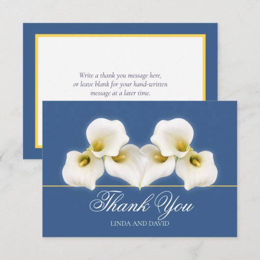 Modern White Calla Lily Bridal Chic Thank You Card サンキューカード (正面/裏面)