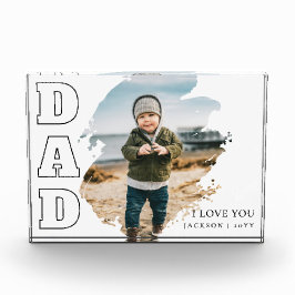 Modern White Cool Brushstroke  I Love You Dad フォトブロック