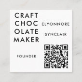 Modern White Craft Chocolate Founder QR Code スクエア名刺 (裏面)