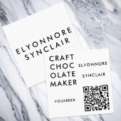 Modern White Craft Chocolate Founder QR Code スクエア名刺