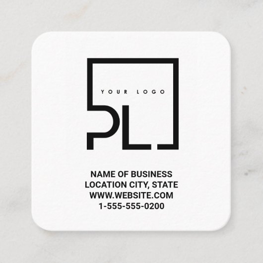 Modern White Custom Logo and QR Code Square Busine スクエア名刺 (正面)