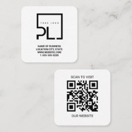 Modern White Custom Logo and QR Code Square Busine スクエア名刺