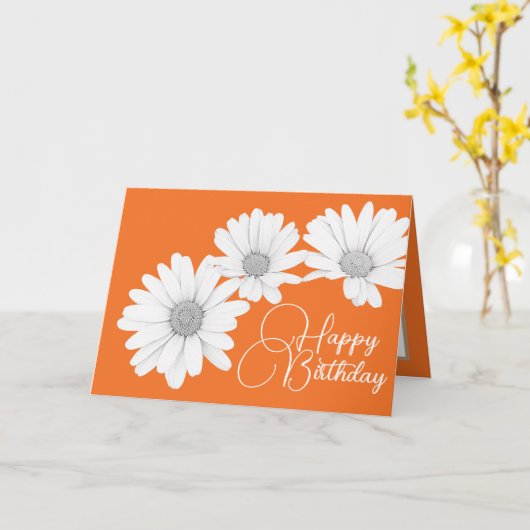 Modern White Daisies Botanical Colorful Birthday カード (黄色い花)
