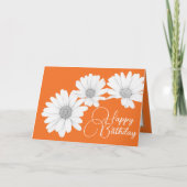 Modern White Daisies Botanical Colorful Birthday カード (正面)