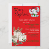 Modern White Elephant Kids Christmas party 招待状 (正面)