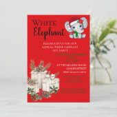 Modern White Elephant Kids Christmas party 招待状 (スタンド正面)