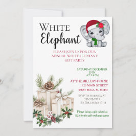 Modern White Elephant Kids Christmas party  招待状