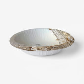 Modern White Flowers Pearls ペーパーボウル (傾斜あり)