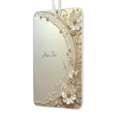 Modern White Flowers Pearls Air Freshener カーエアーフレッシュナー (左)
