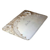 Modern White Flowers Pearls Bath Mat バスマット (アングル)