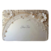 Modern White Flowers Pearls Bath Mat バスマット (正面)