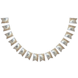 Modern White Flowers Pearls Bunting Flag バンティングフラッグ