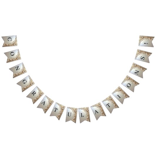 Modern White Flowers Pearls Bunting Flag バンティングフラッグ (全)