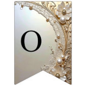 Modern White Flowers Pearls Bunting Flag バンティングフラッグ (第2の旗)