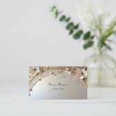 Modern White Flowers Pearls Business Card 名刺 (スタンド正面)
