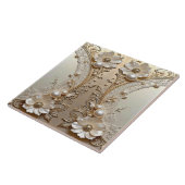 Modern White Flowers Pearls Ceramic Tile タイル (側面)