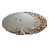 Modern White Flowers Pearls Cutting Board カッティングボード (角)