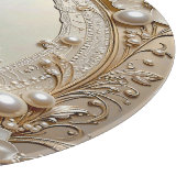 Modern White Flowers Pearls Cutting Board カッティングボード (角)