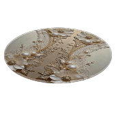 Modern White Flowers Pearls Cutting Board カッティングボード (角)